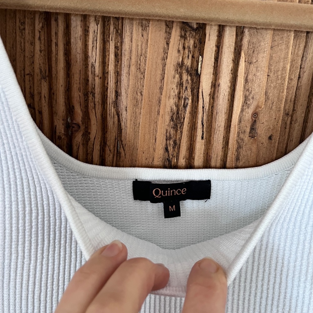 Quince White Ribbed Square-Neck Tank Top - Picture 3 of 8